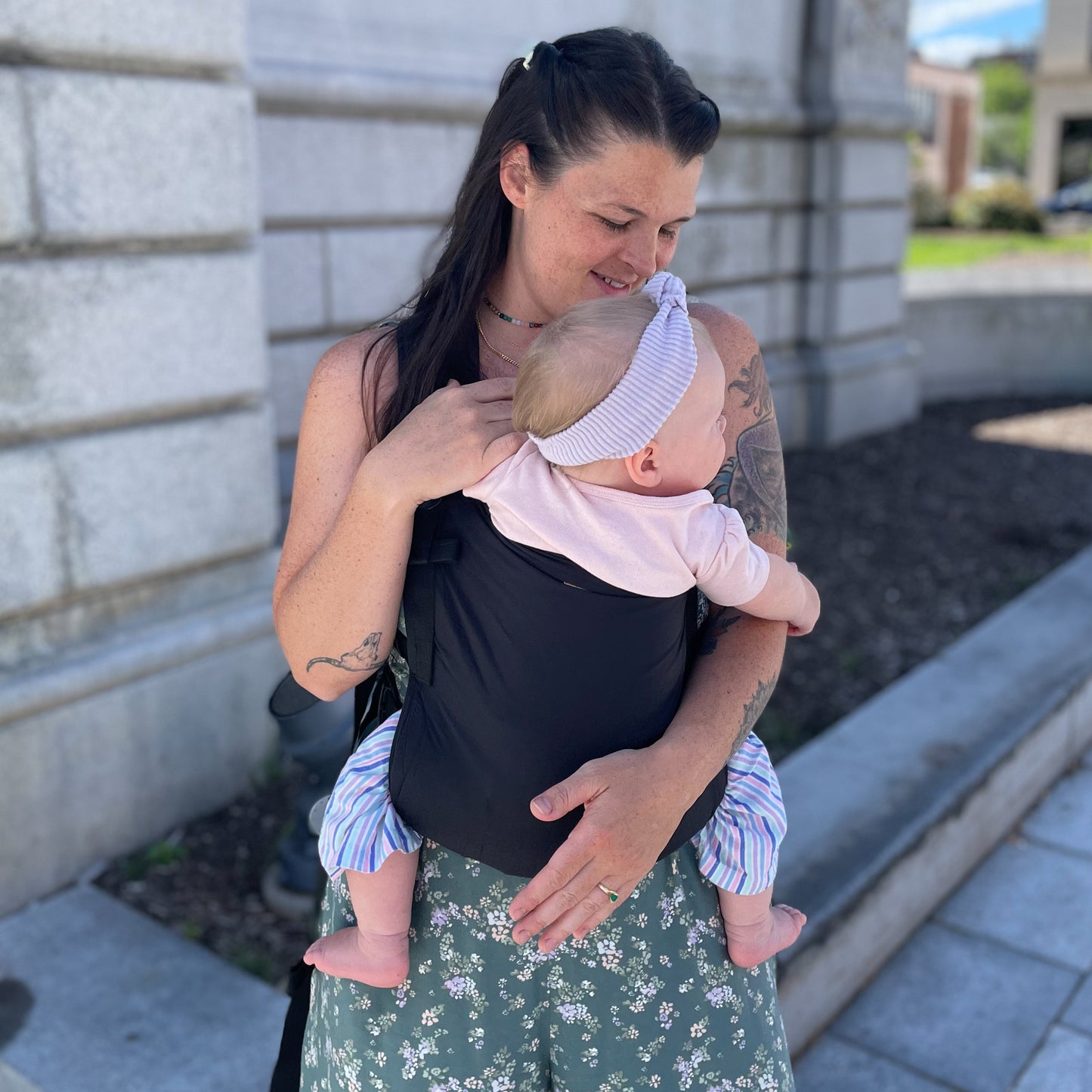 Tessa is with Violet , 11 months old, wearing size 12m clothes