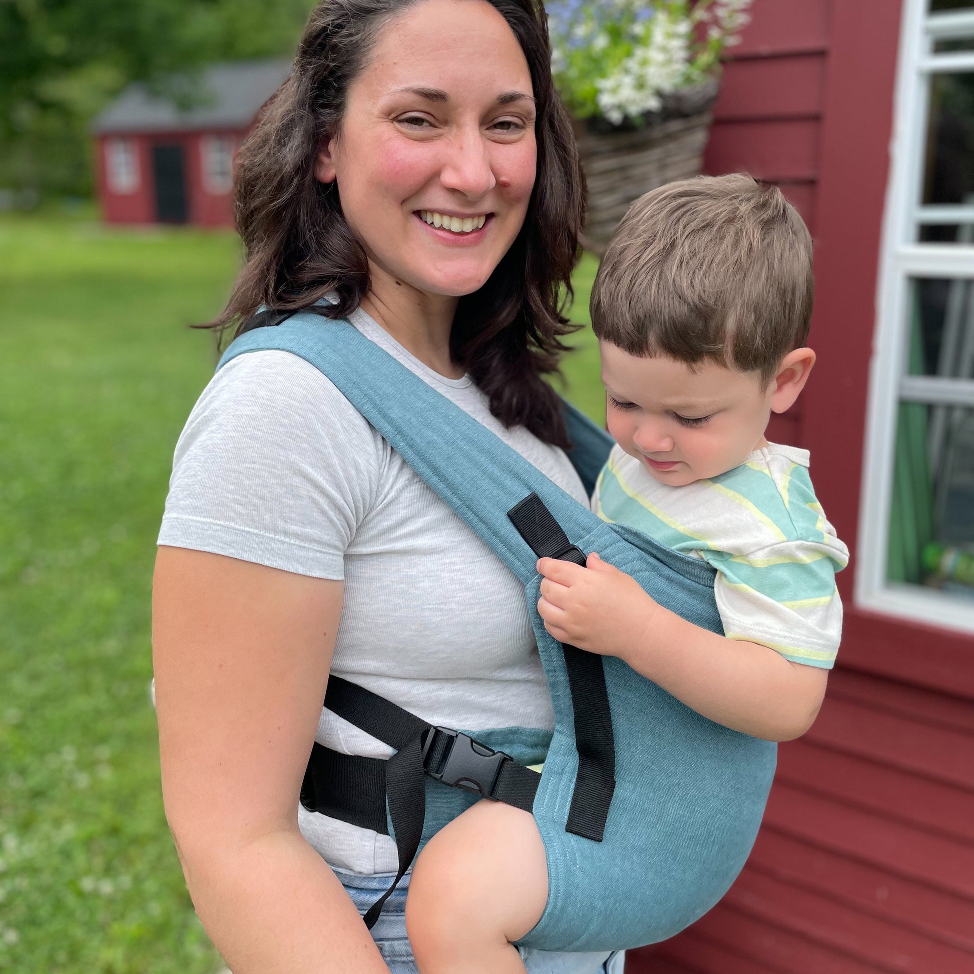 Jen is with Max, 24 months old, wearing size 2T clothes