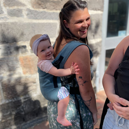 Tessa is with Violet , 11 months old, wearing size 12m clothes